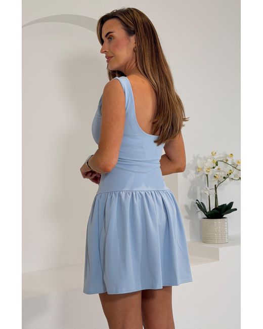 Girl In Mind Blue Codi Boat Neck Low Back Mini Dress Sky