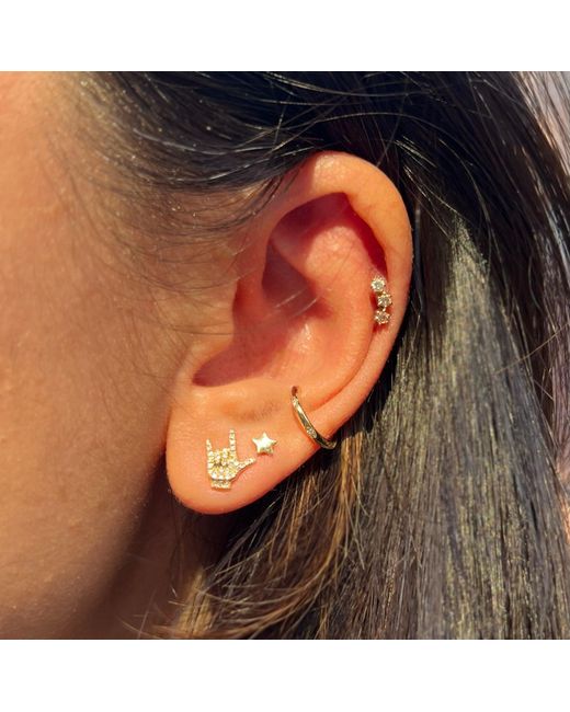 KAMARIA Metallic I Love You Sign Stud Earrings With Diamonds