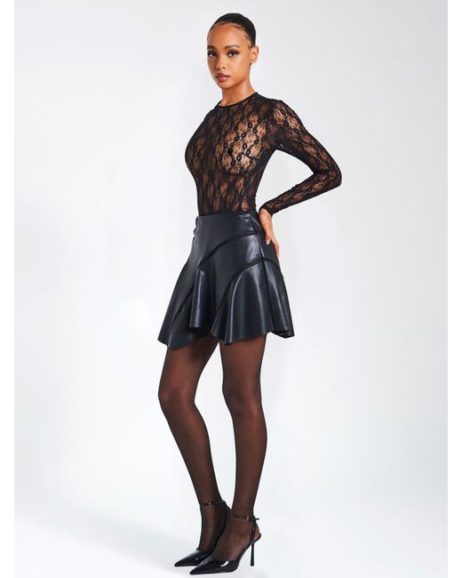 Miss Circle New York Black Maisie Lace Long Sleeve Bodysuit