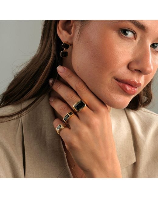 LINYA JEWELLERY Metallic Lyra Oval Crystal Stone Little Finger Knight Ring