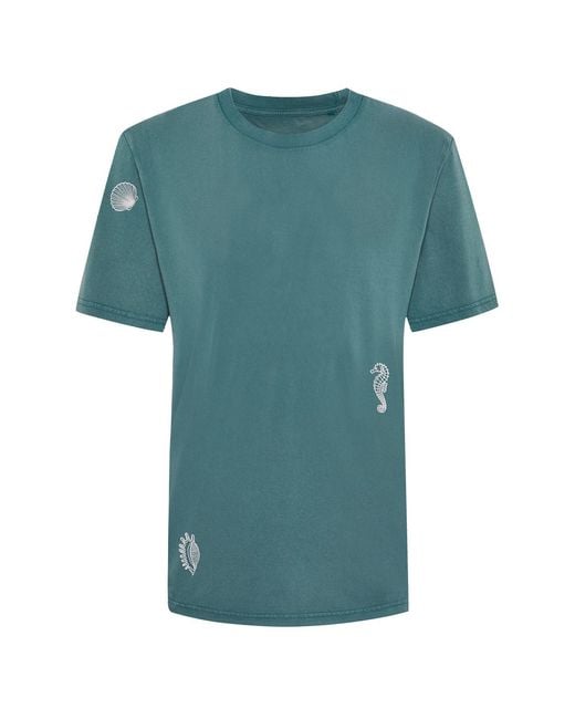 INGMARSON Blue Shell Embroidered Organic Cotton T-Shirt for men