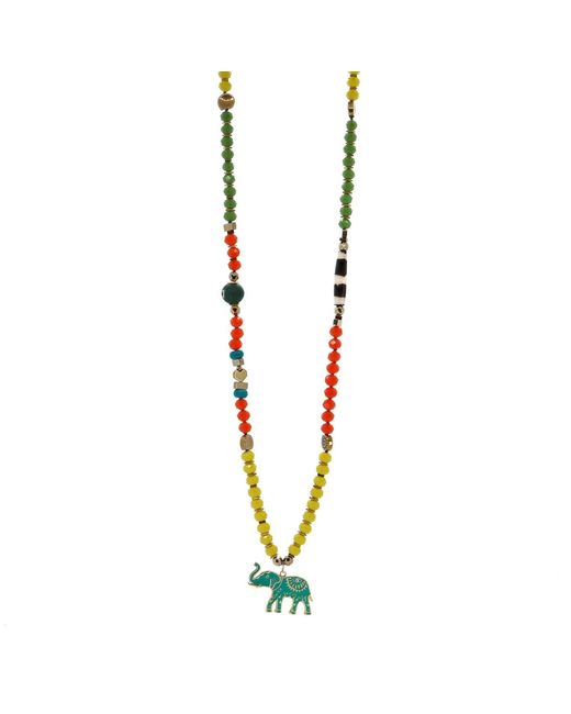 Ebru Jewelry Yellow Good Fortune Elephant Colorful Beaded Necklace