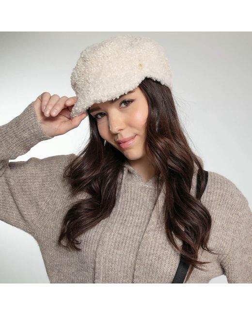 Nooki Design Natural Bakerboy Faux Fur Cap