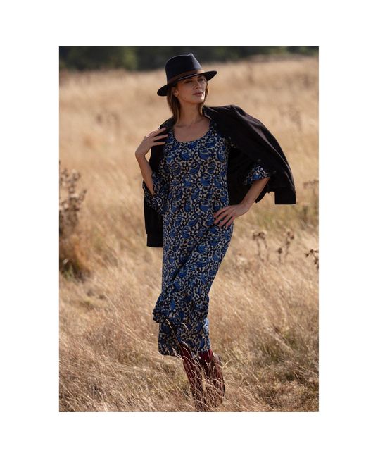 At Last Blue Victoria Midi Dress Swirl
