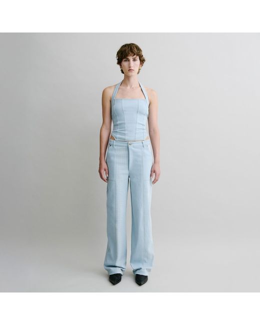 Luroq London Blue Panelled Denim Trousers