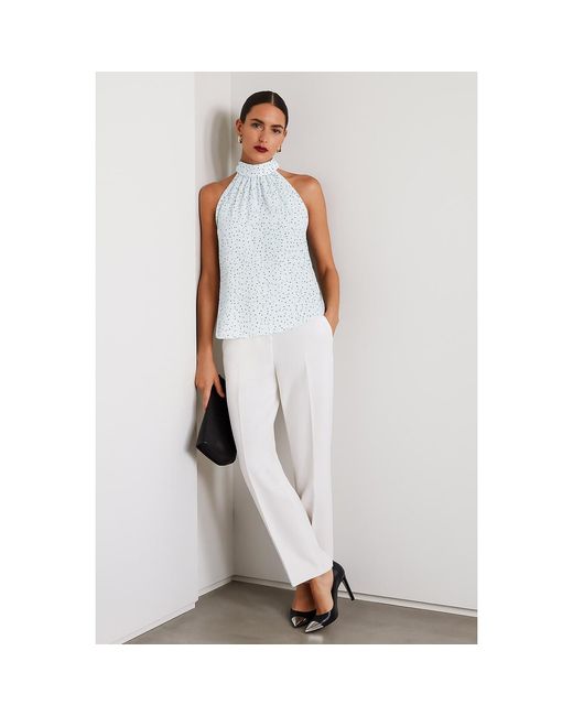 2KStyle Blue Ivana Gathered Tie-Detailed Polka Dot Viscose Blouse