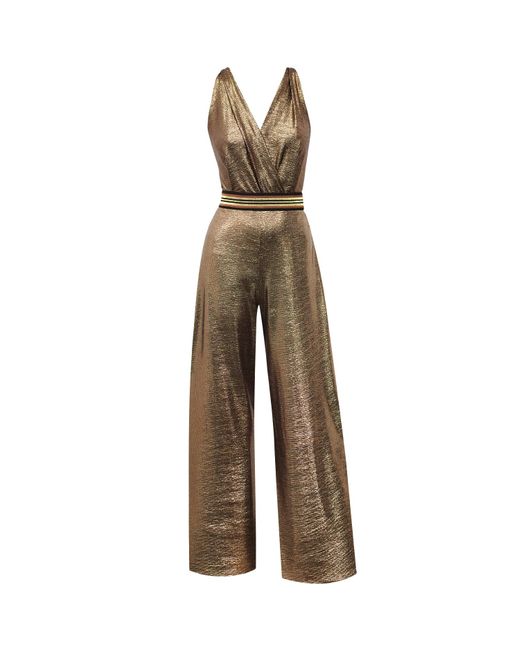 Me & Thee Natural Let's Dance Bronze Metallic Jumpsuit