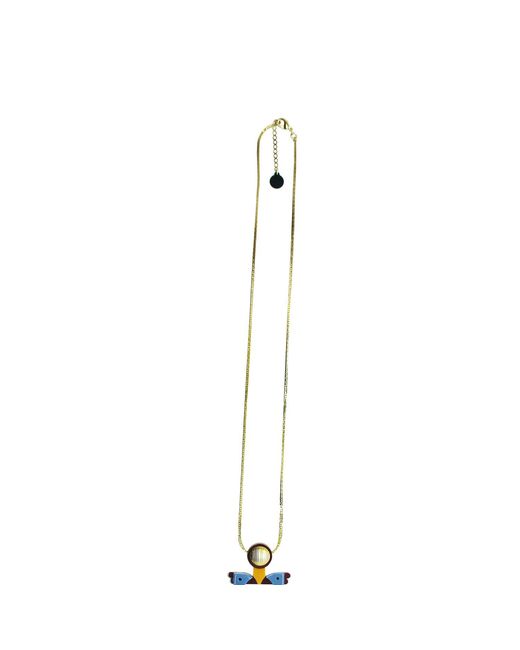 Gissa Bicalho Blue Handmade Acrylic Necklace Quetzal Hortensia