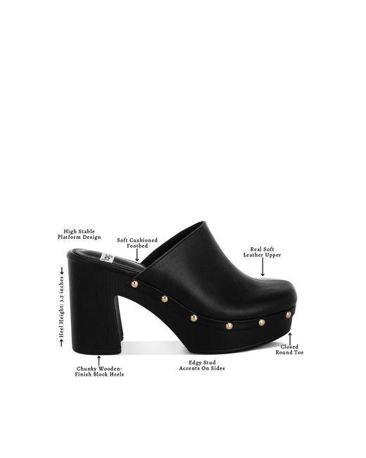 Rag & Co Black Benji Recycled Leather Clogs