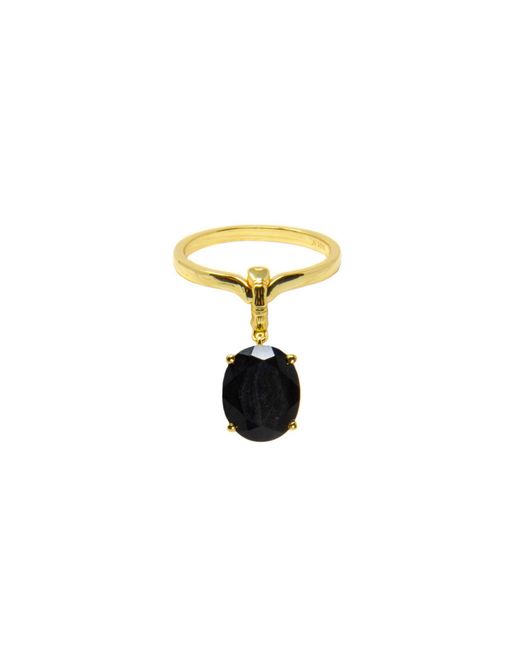 NASI SILVER Yellow Crystalis Dancer Dangling Ring- Onyx