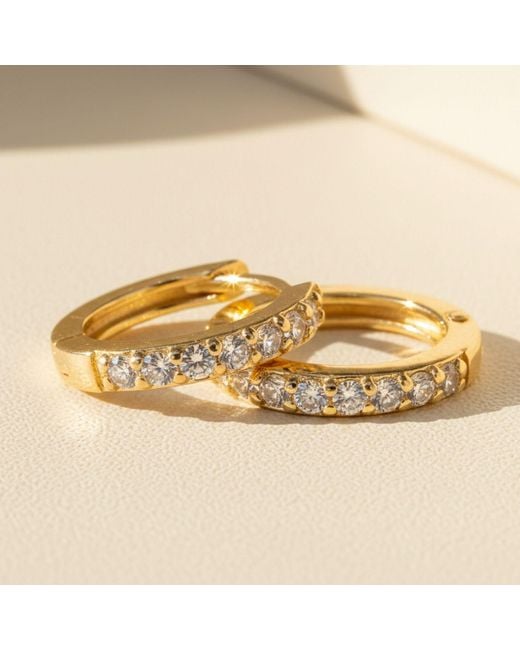 Harfi Metallic Diamond April Birthstone Crystal Small Huggie Hoop Earrings