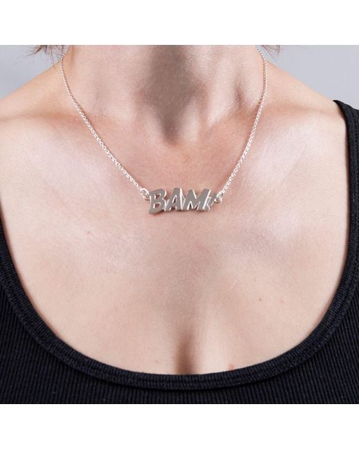 Edge Only Metallic Bam! Letters Necklace Sterling