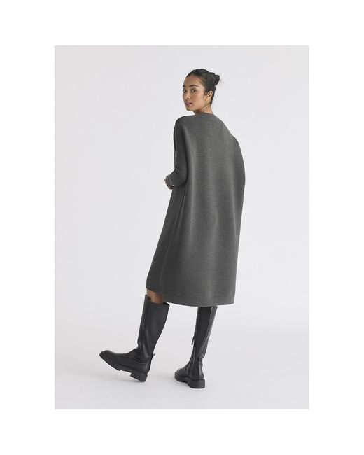 Paisie Black V-Neck Ribbed Jumper Dress