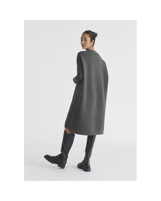 Paisie Black V-Neck Ribbed Jumper Dress