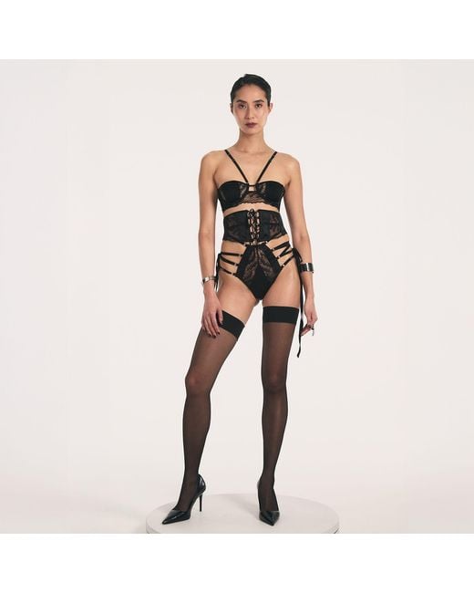 Lunatic Femme Black Boa High-Waisted Panty