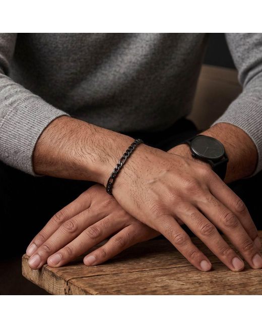 Harfi Black Figaro Chain Bracelet For for men