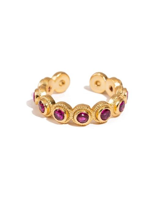 Ebru Jewelry Metallic Ruby Passion Adjustable Plated Stackable Ring