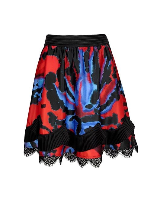 Lalipop Design Flared Circle Skirt With Pleated Chiffon & Lace Trim Details