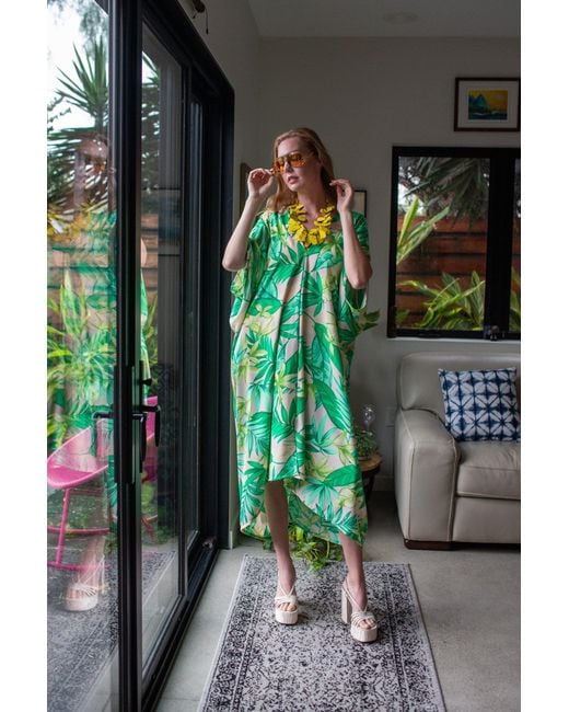 Jennafer Grace Green Canopy Nude Caftan