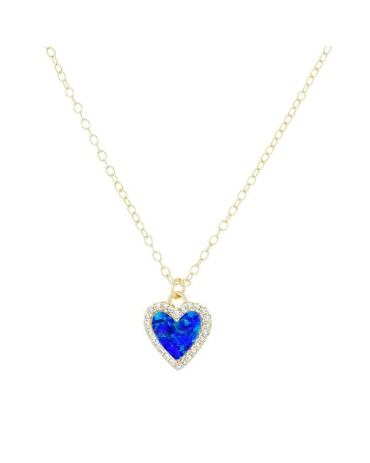 KAMARIA Blue Mini Opal Heart Necklace With Crystals