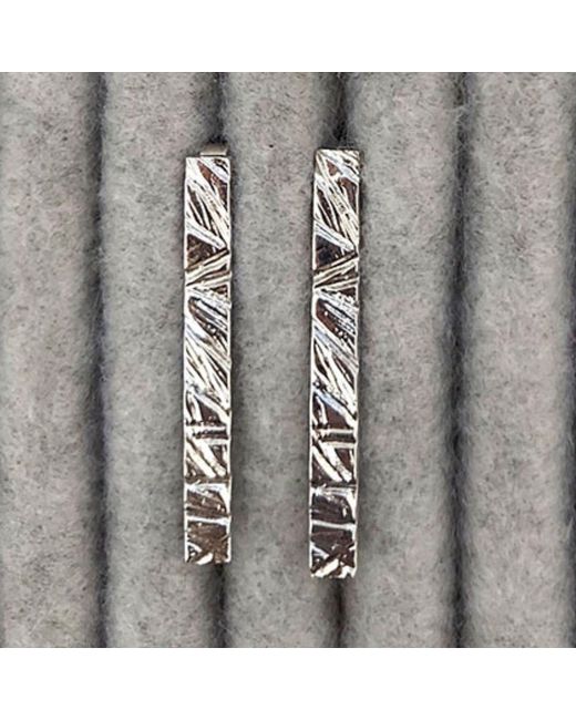 Edge Only Blue Rugged Bar Earrings Sterling