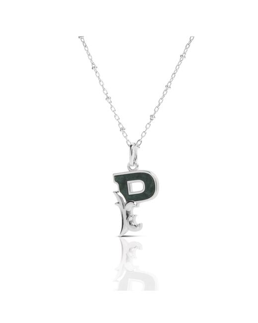 Kasun Metallic Solid P Initial Necklace With Marble