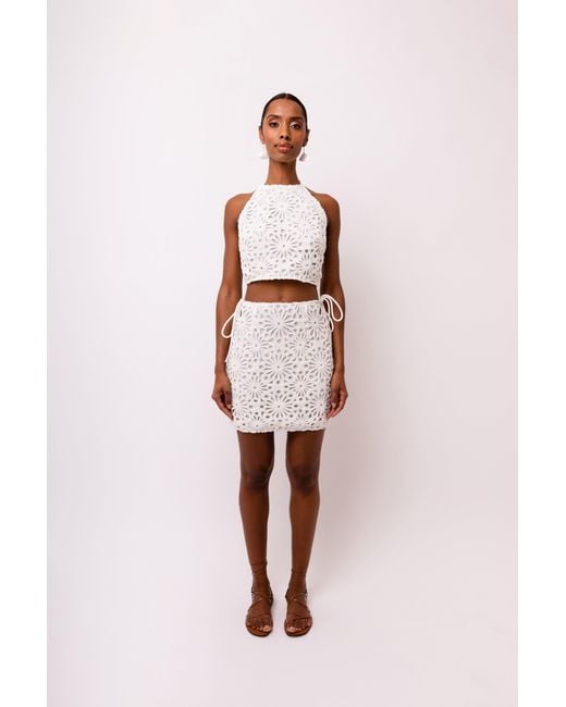 Amy Lynn White Bonnie Crochet Mini Skirt