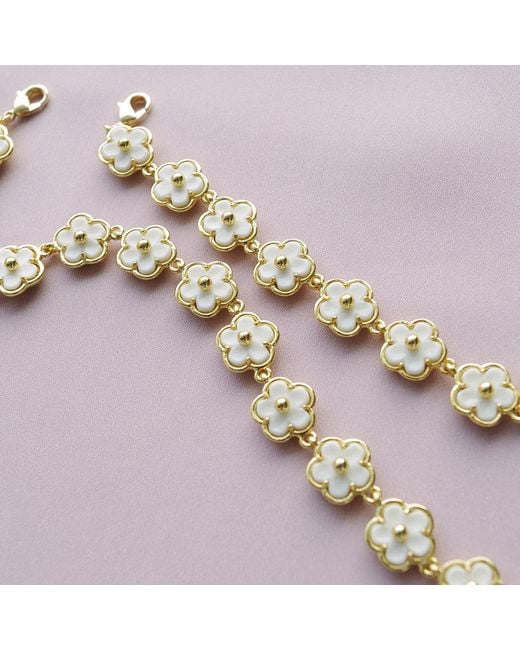 POPORCELAIN Metallic Porcelain Daisy Cluster Necklace