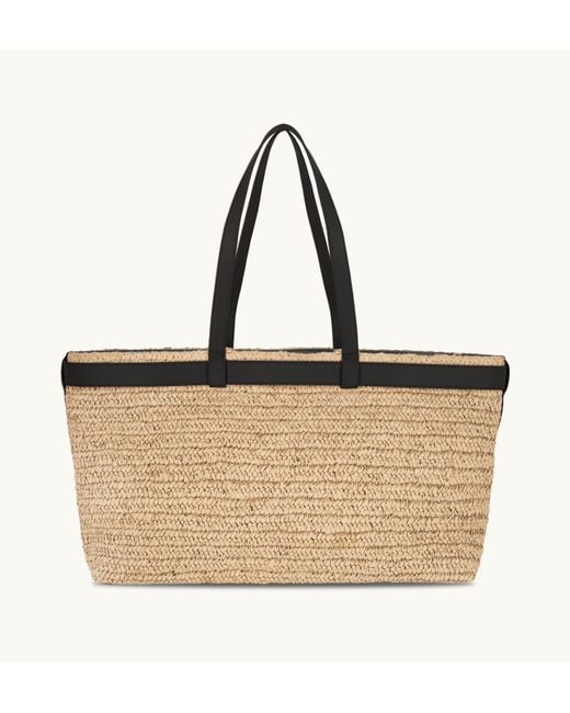 Apatchy London Natural The Esme Raffia Tote Bag With Leather Trim