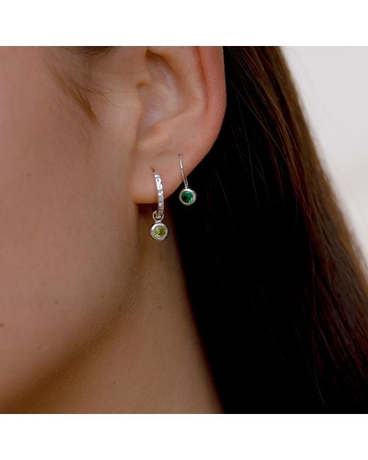 Dower & Hall White Peridot Hammered Huggie Hoops