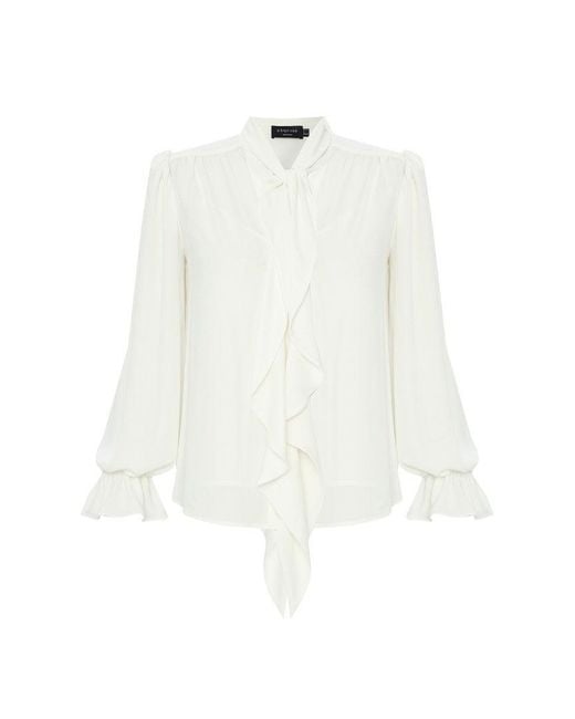 Exquise White Neutrals Regular Scarf Neck Chiffon Aramis Blouse