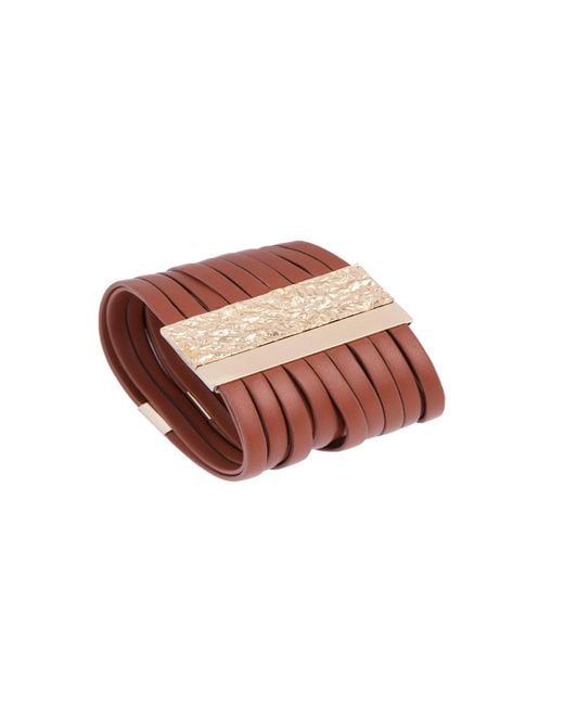 Saachi Brown Multi Strand Vegan Leather Sienna Bracelet