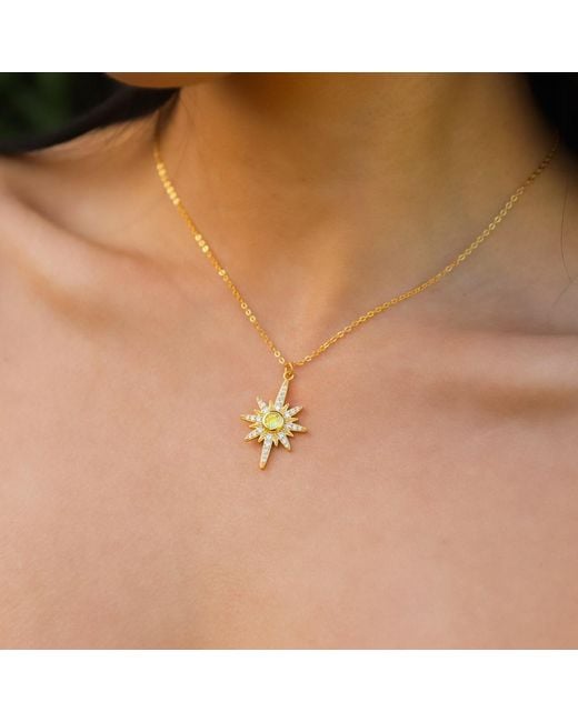 Luna Charles Metallic Heidi North Star Birthstone Necklace Plated August