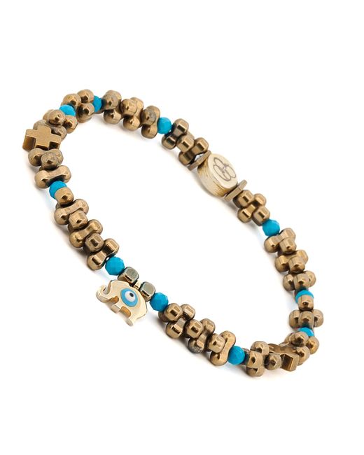 Ebru Jewelry Metallic Eye Of The Elephant Gold Necklace & Bracelet Set