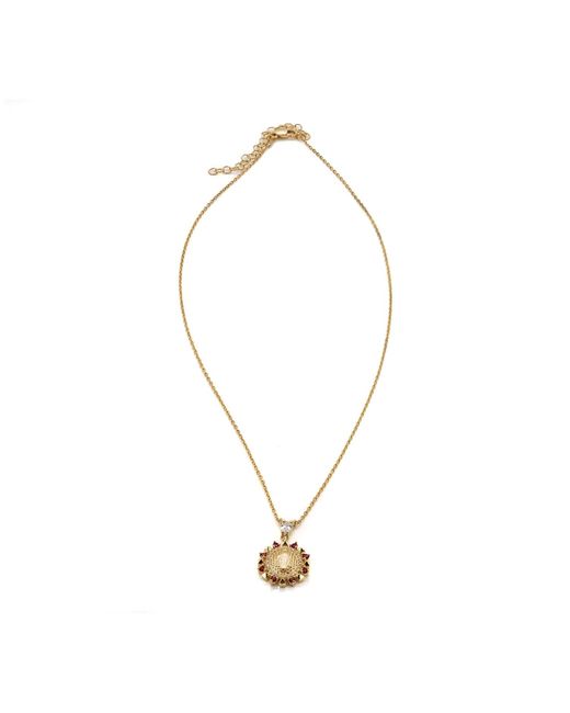Ebru Jewelry Metallic Pink & Gold Virgin Marry Diamond Pendant Necklace
