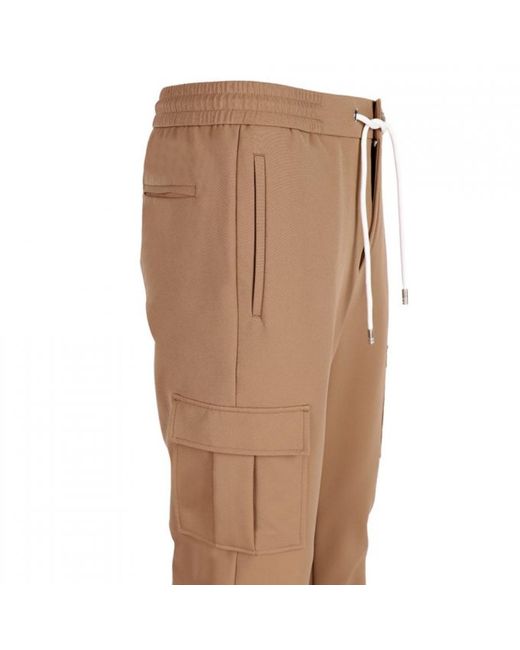 DAVID WEJ Natural Drawstring Trousers With Cargo Pockets – for men