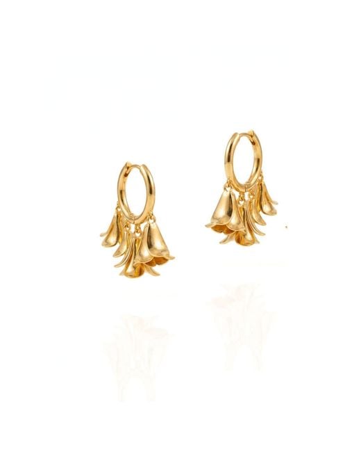 Jaredjamin Metallic Small Petali Cascading Flower Hoop Earrings