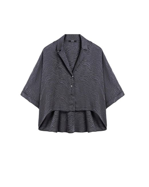 Nocturne Blue Relaxed Short-Sleeve Textured Shirt