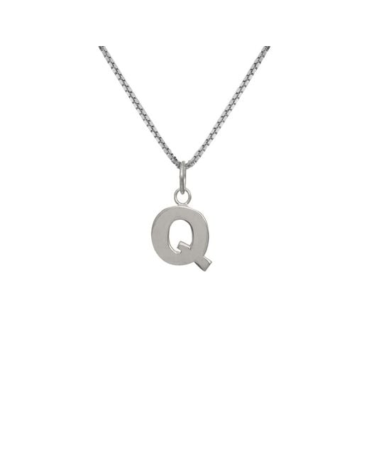 Edge Only Metallic Letter Pendant "Q" Initial Necklace Sterling for men