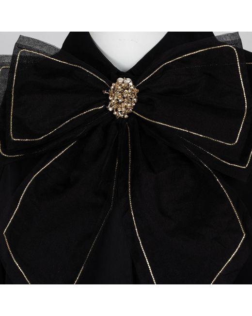 Laines London Black Laines Couture Tie Shirt With Embellished & Bow