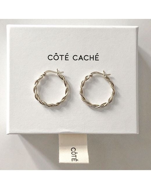Cote Cache Metallic Braided Large Hoop Earrings