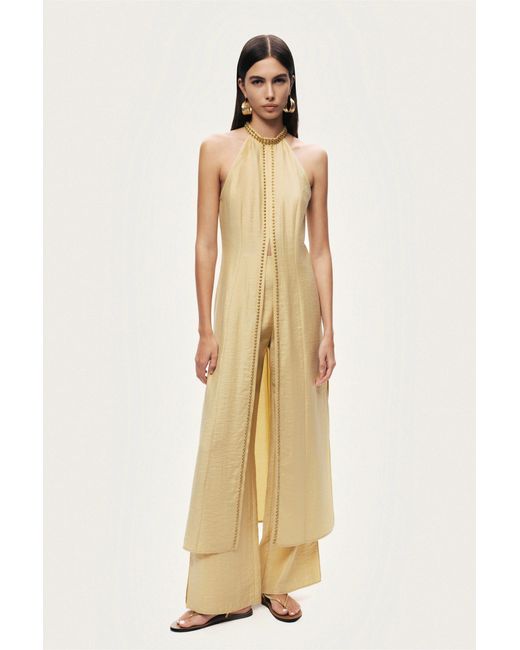 Nocturne Yellow Studded Halter Neck Tunic