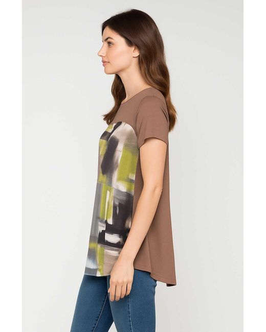 Conquista Green Abstract Print Jersey Top