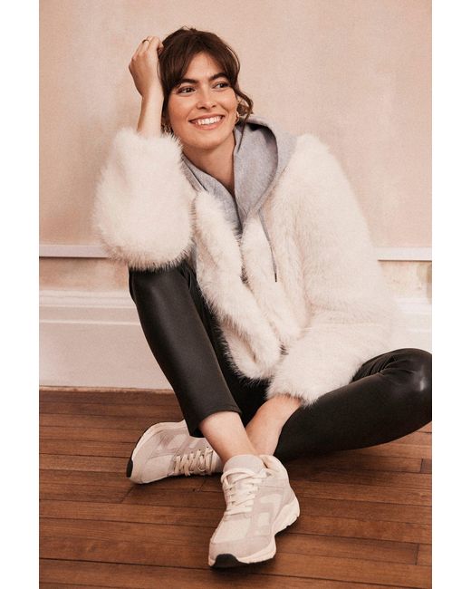ISSY LONDON White Neutrals Marlene Jacket Vegan Luxe Faux Fur Cream