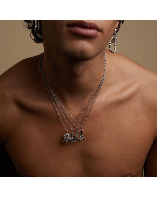 Kasun Metallic Solid H Initial Necklace With Marble