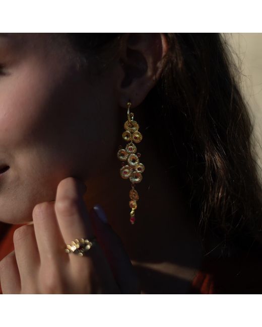 Ebru Jewelry Metallic Golden Aura Coral Dangle Earrings