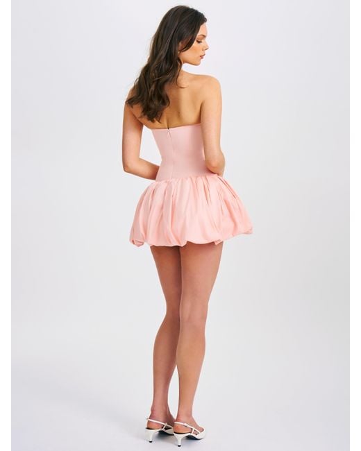 Miss Circle New York Pink Oletta Corset Strapless Bubble Hem Mini Dress