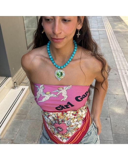 Achala Handcrafted Blue Heart Statement Necklace