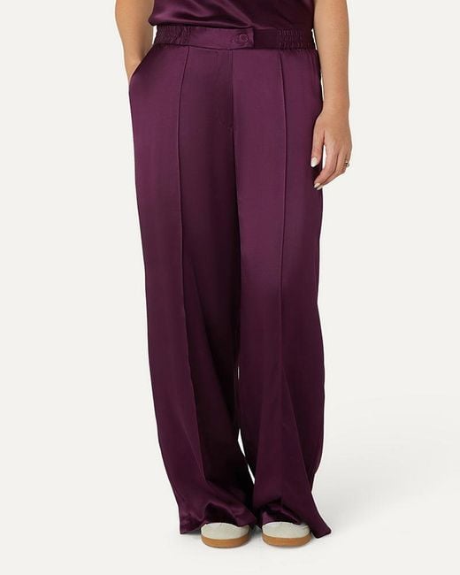The Summer Edit Purple Lexi Sports Luxe Silk Trousers