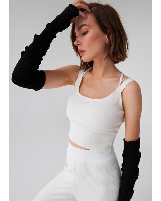 Peraluna White Strap Knitwear Bustier